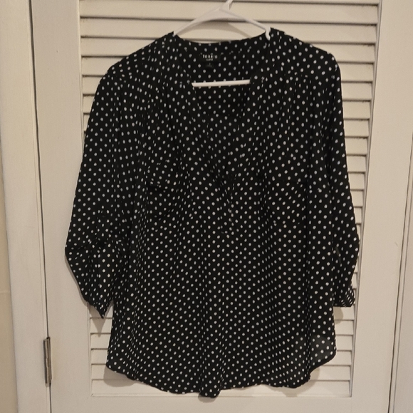 torrid Tops - NWOT Torrid Black and White Polka Dot Harper Blouse